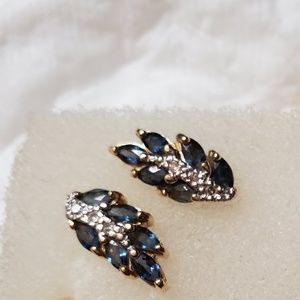 14k gold sapphire and diamond earrings